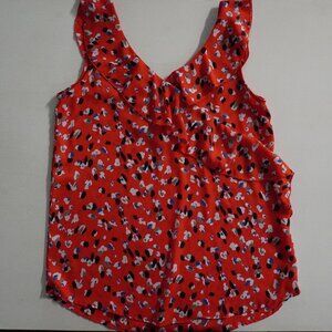 Hailey & Co  Sleeveless V Neck and Back Blouse with Ruffles